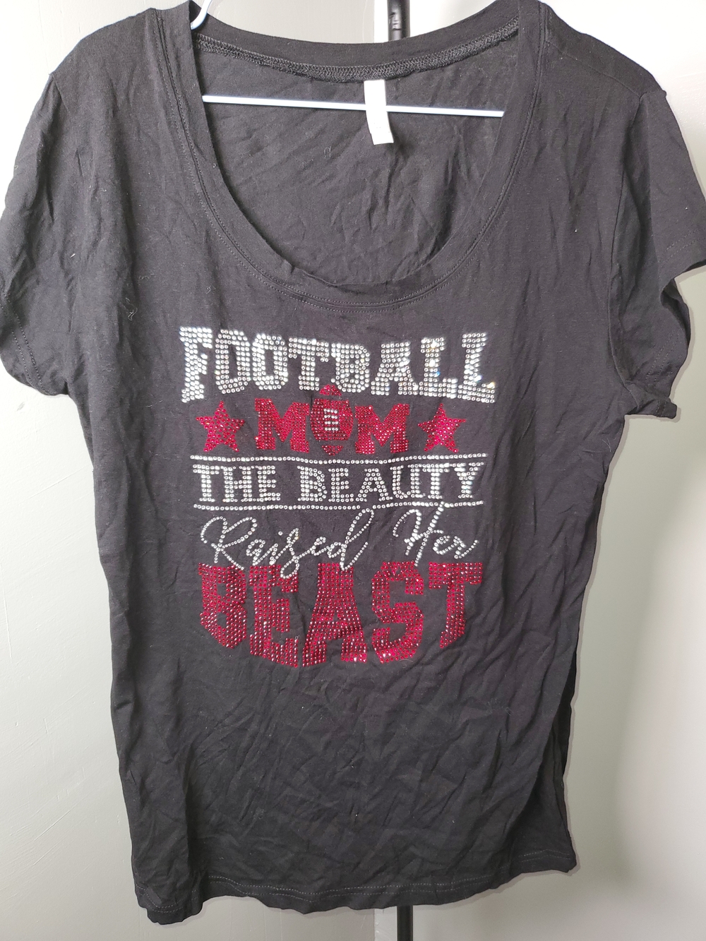 Black "Football Mom" Rhinestone Tee